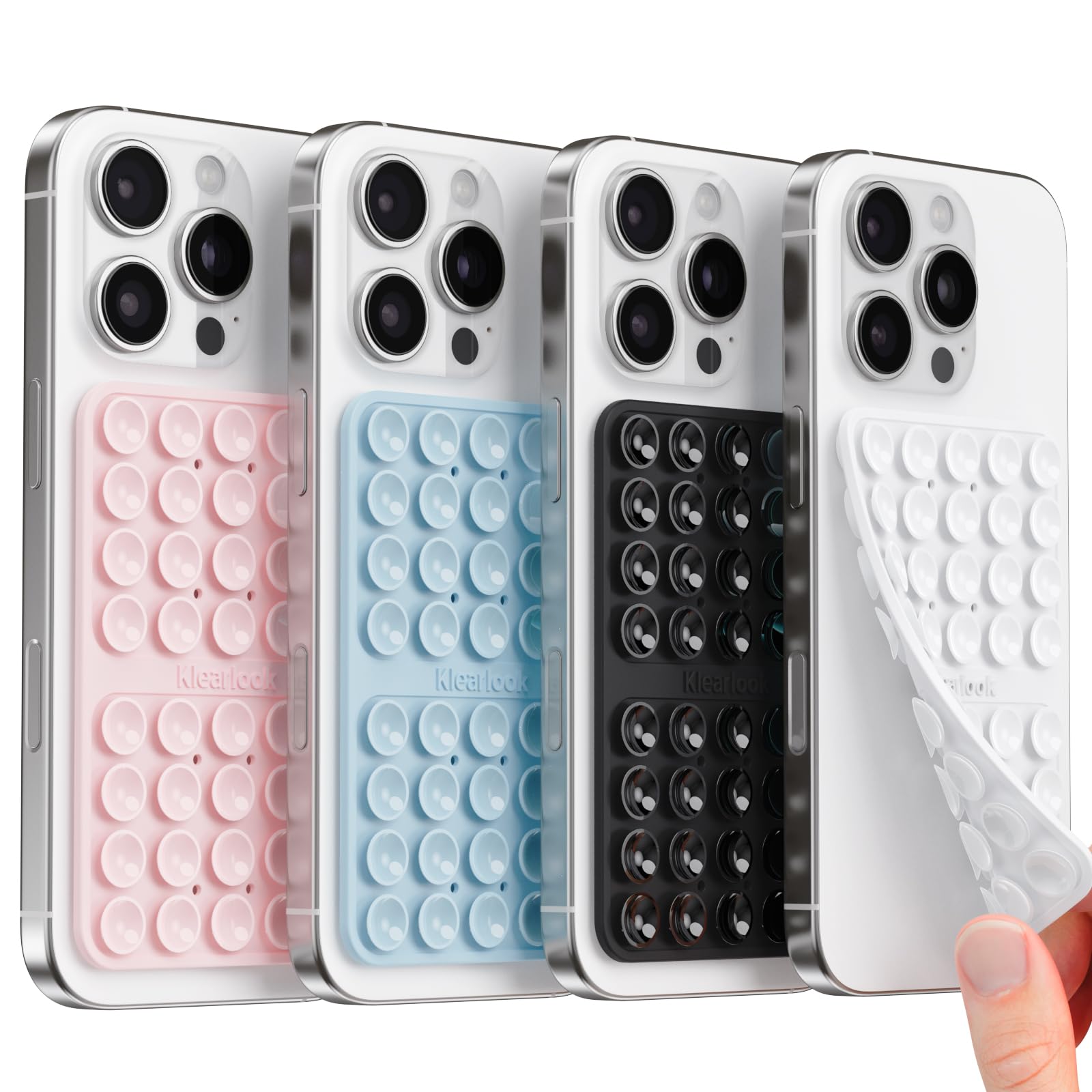 Klearlook Silicone Suction Cup Phone Case Mount Double Sided, Sticky Phone Grip with Higher Suction Power for Cell Phone, Hands-Free Phone Accessories Holder for Selfies and Videos, Transparent